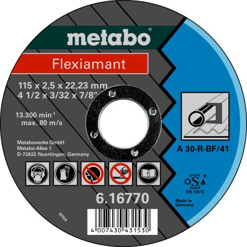 METABO lõikeketas - teras 115x2,5x22,2 mm sirge 616770000
